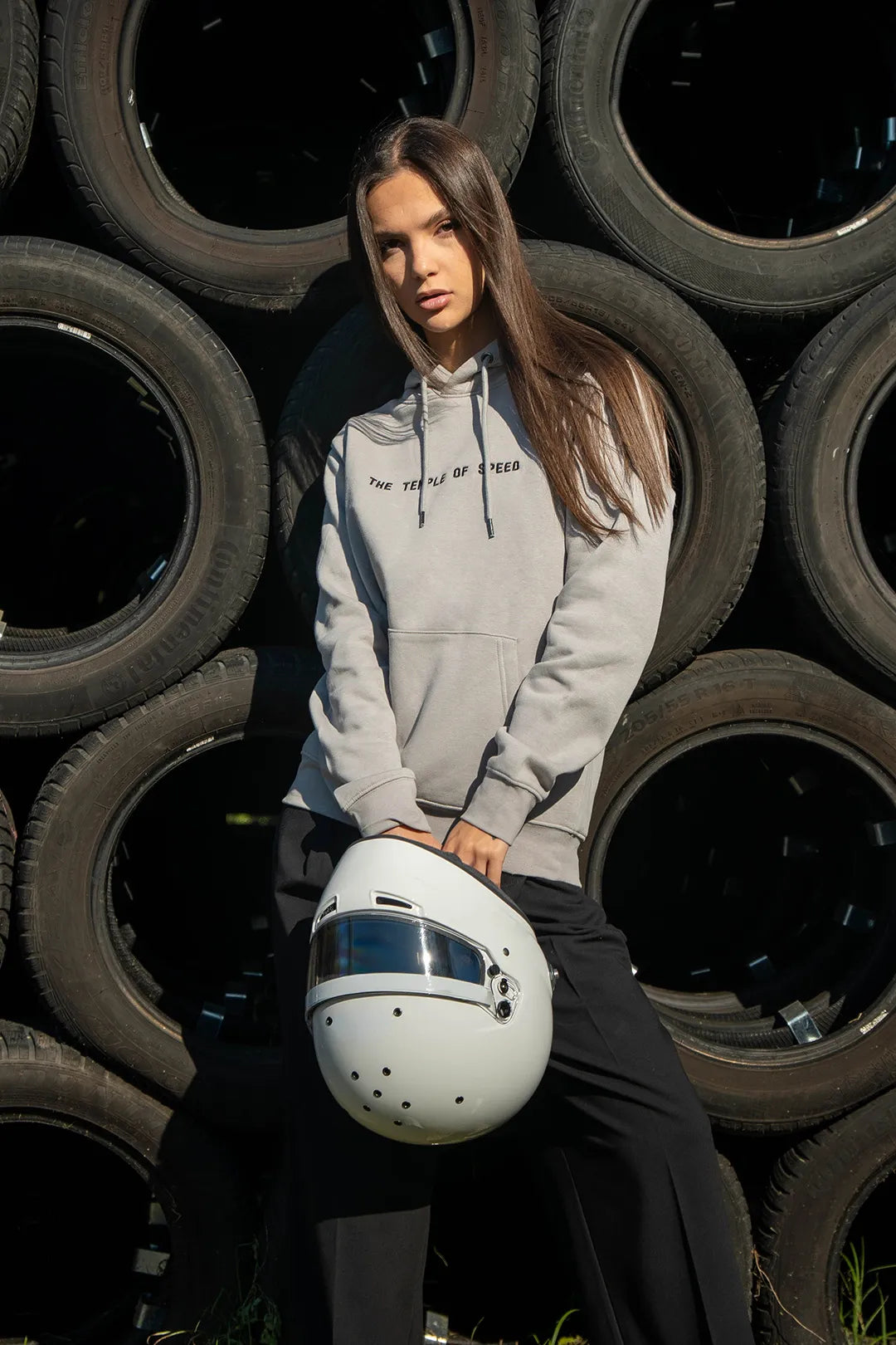 FELPA "THE TEMPLE OF SPEED" - GRIGIA