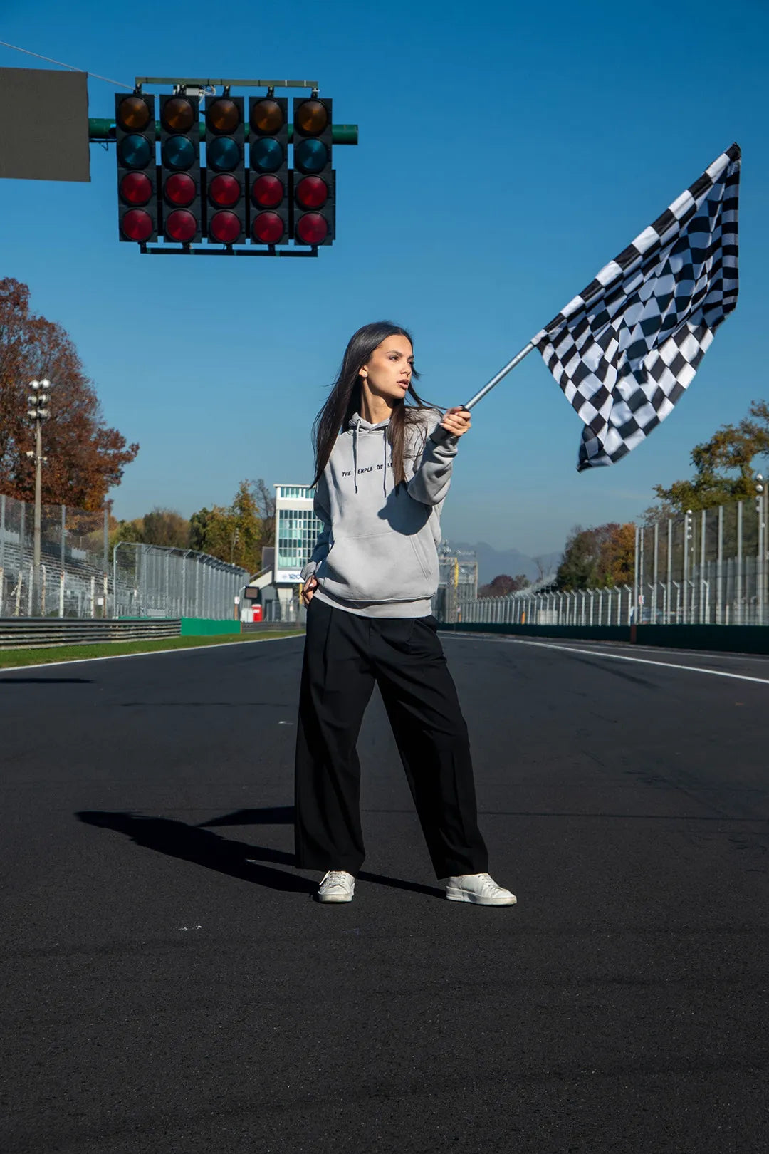 FELPA "THE TEMPLE OF SPEED" - GRIGIA