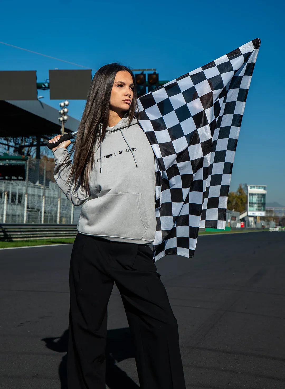 FELPA "THE TEMPLE OF SPEED" - GRIGIA