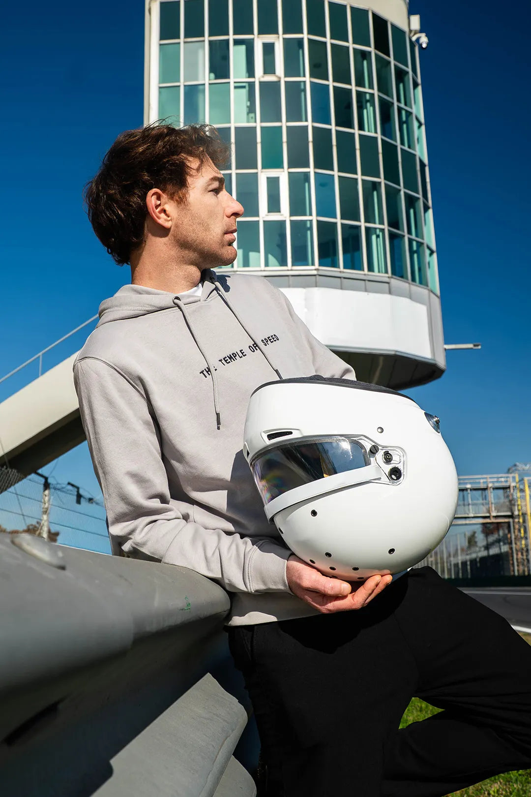 FELPA "THE TEMPLE OF SPEED" - GRIGIA