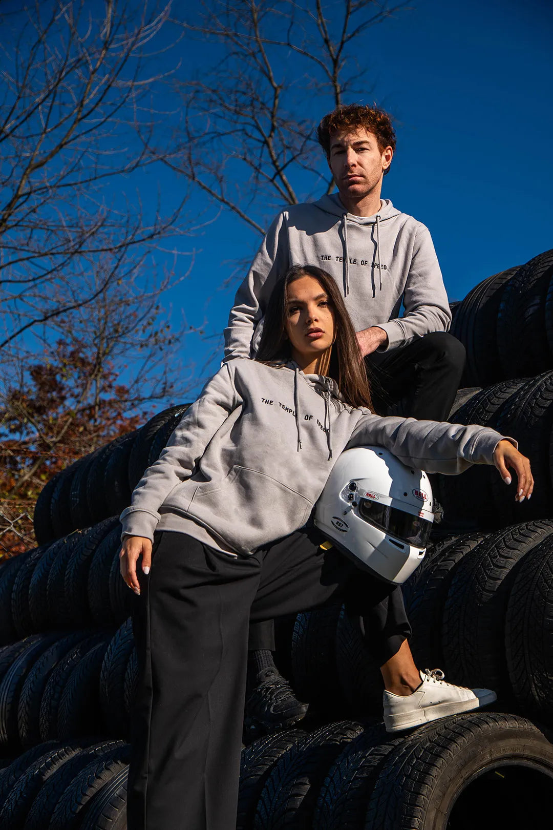 FELPA "THE TEMPLE OF SPEED" - GRIGIA