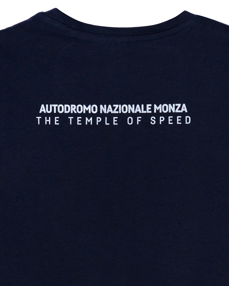 T-shirt blu logo circuito argento Monza