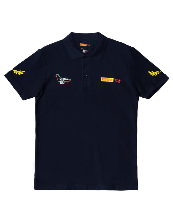 Monza100 navy blue piquet polo shirt | Pirelli 150
